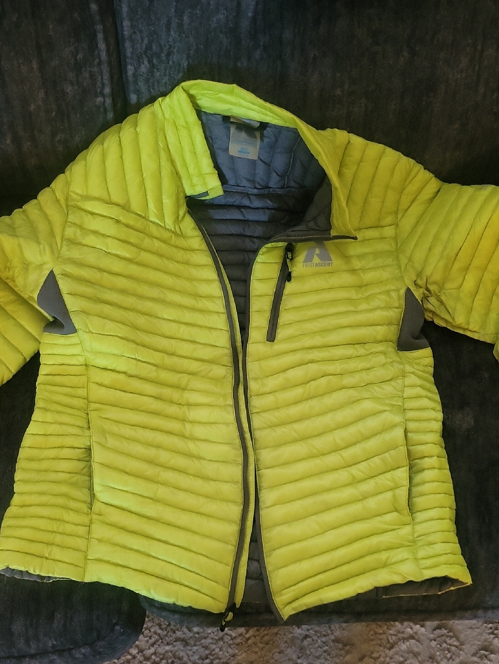 Eddie Bauer Neon Yellow & Gray Puffer Jacket
